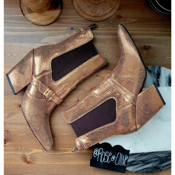 Sam Edelman Gold Suzette Chelsea Boots - Picture 1 of 14